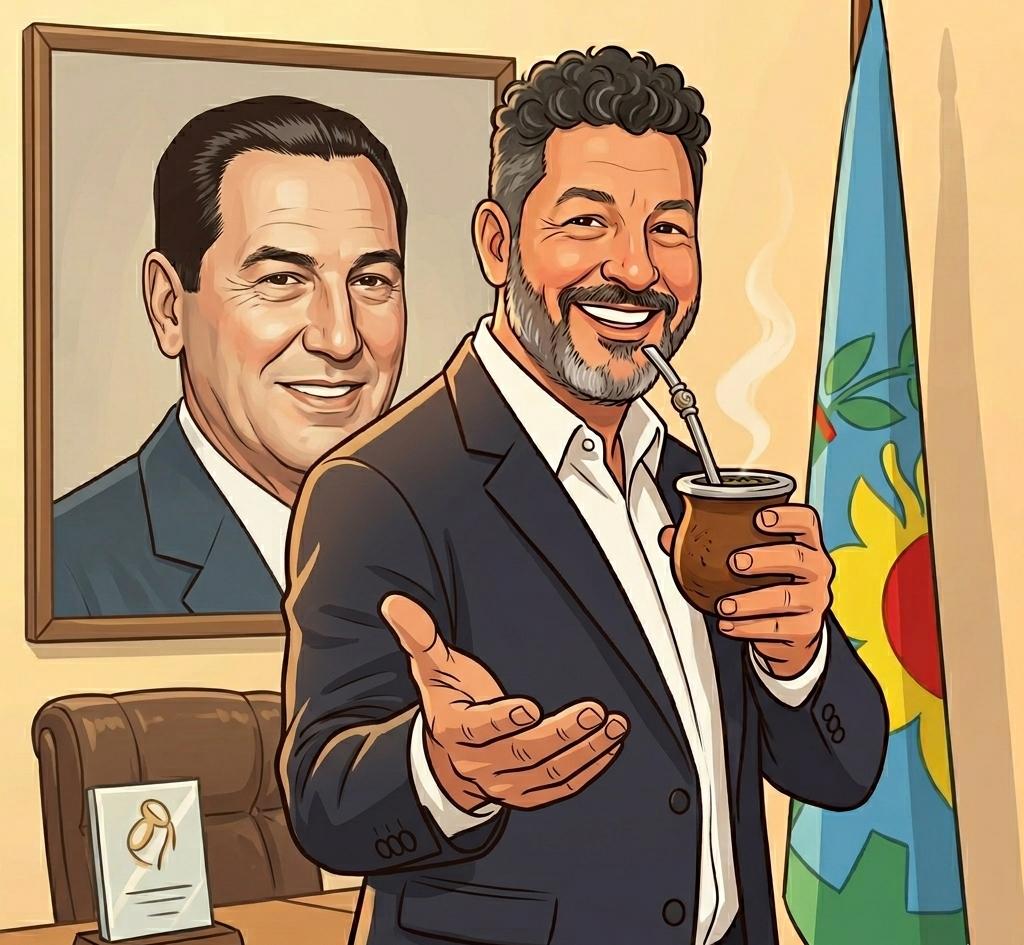 Gustavo Menéndez tomando mate